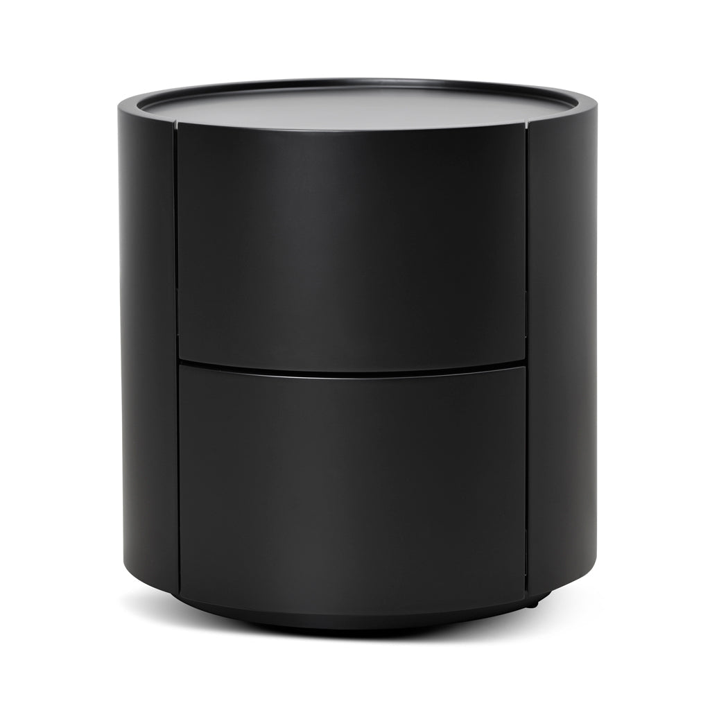 44cm Round Bedside Table - Full Matte Black