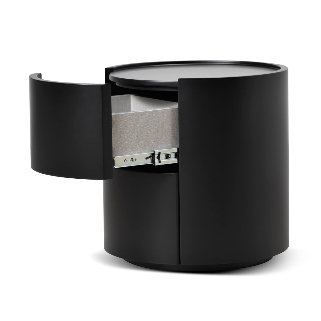44cm Round Bedside Table - Full Matte Black
