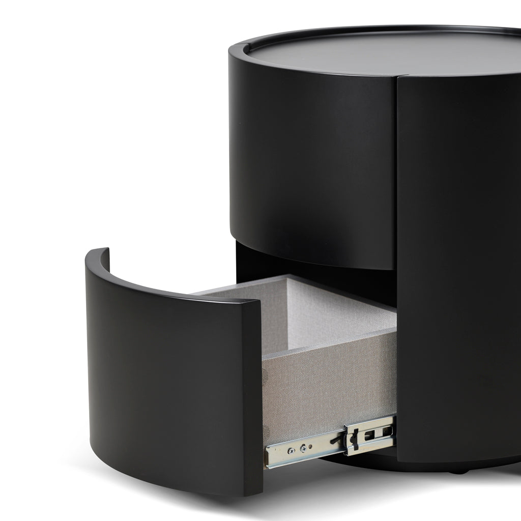 CST8850-IG 44cm Round Bedside Table - Full Matte Black