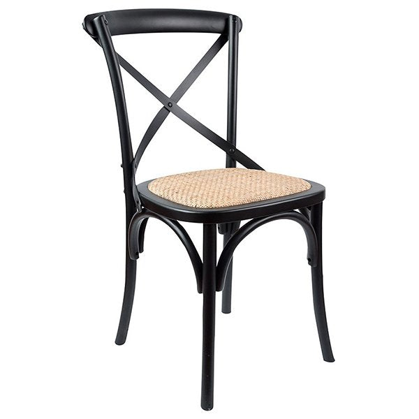 Bella Cross Back Dining Chair (Set of 2) – Black
