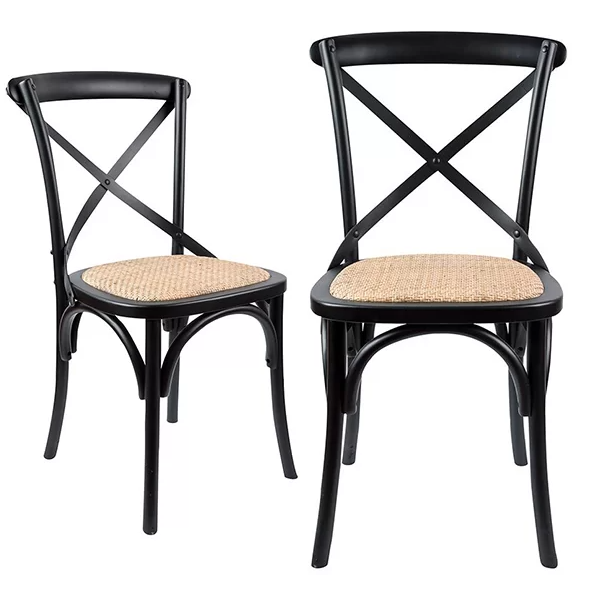 Bella Cross Back Dining Chair (Set of 2) – Black