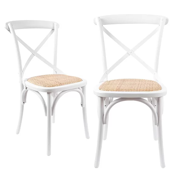 Bella Cross Back Dining Chair (Set of 2) – White