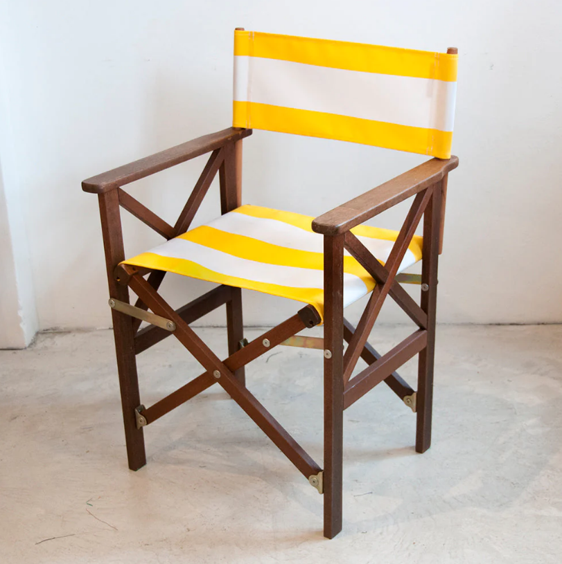 Directors Chair Hardwood Synthetic Yellow/White