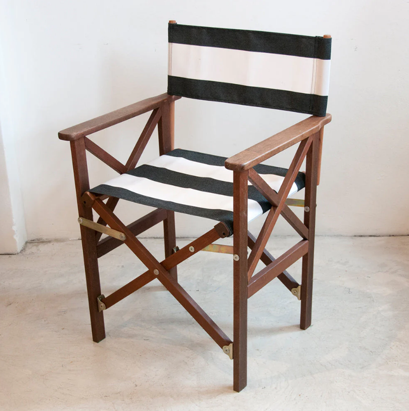 Directors Chair Hardwood Synthetic Charcoal/White