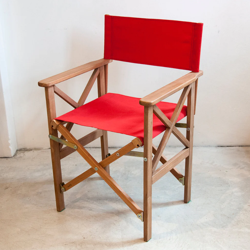 Directors Chair Teak Synthetic Red