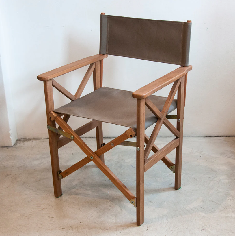 Directors Chair Teak Synthetic Taupe