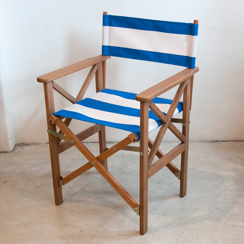 Director Chair Teak Synthetic Royal/White