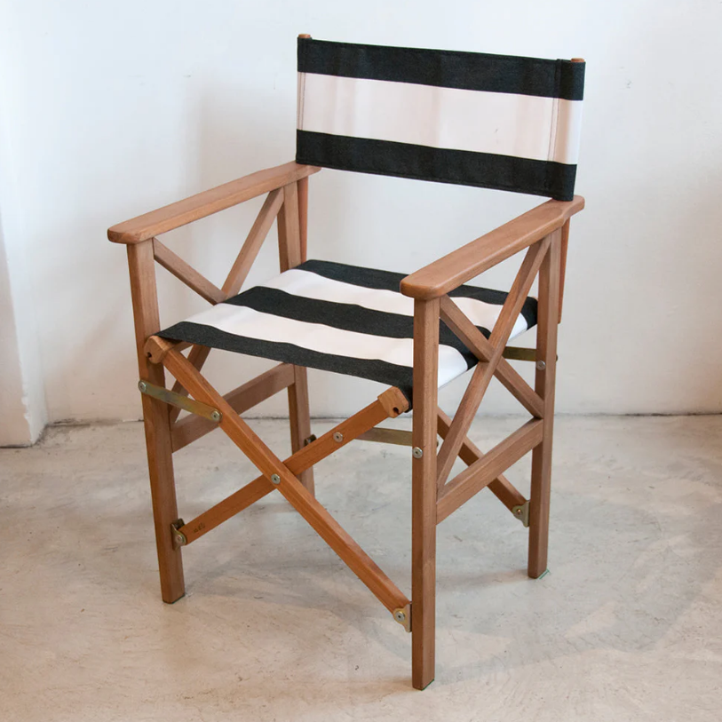 Director Chair Teak Synthetic Charcoal/White