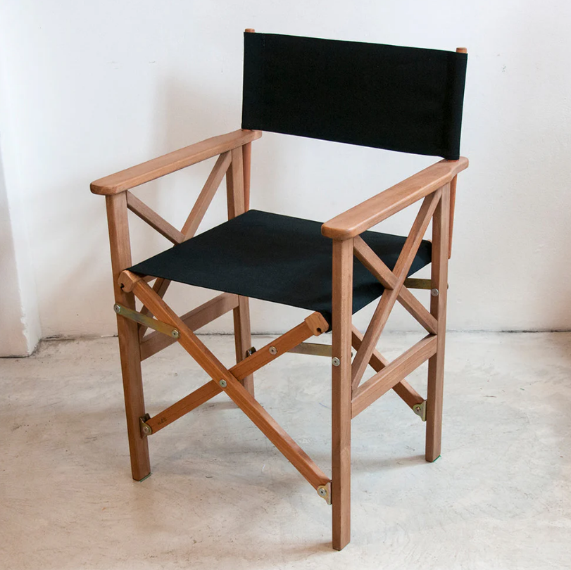 Directors Chair Teak Synthetic Black