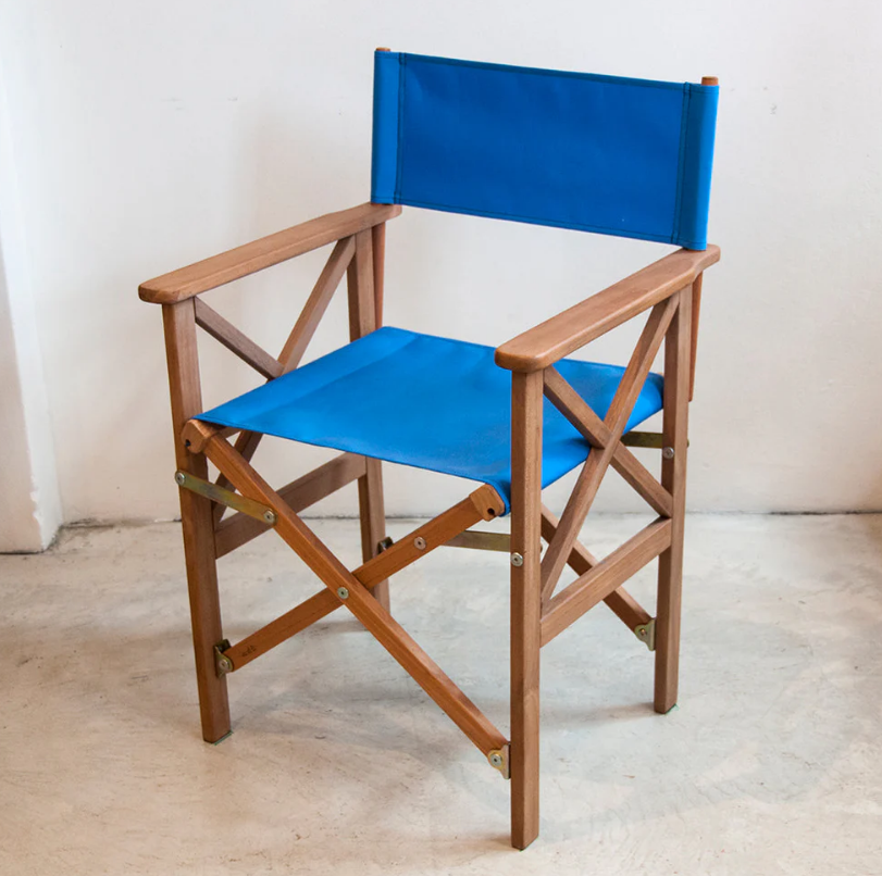 Director Chair Teak Synthetic Capri Blue