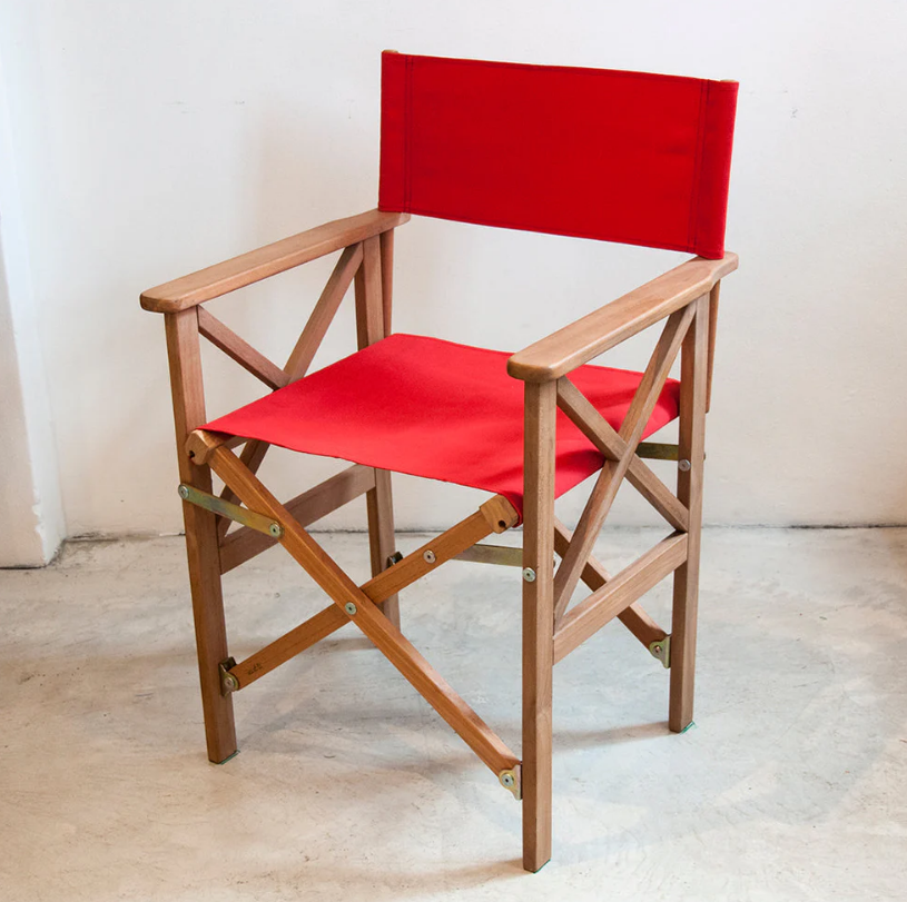 Director Chair Teak Synthetic Red