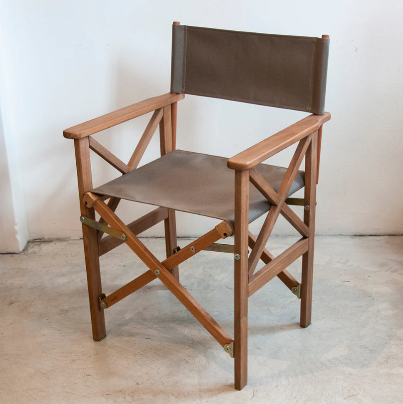 Director Chair Teak Synthetic Taupe