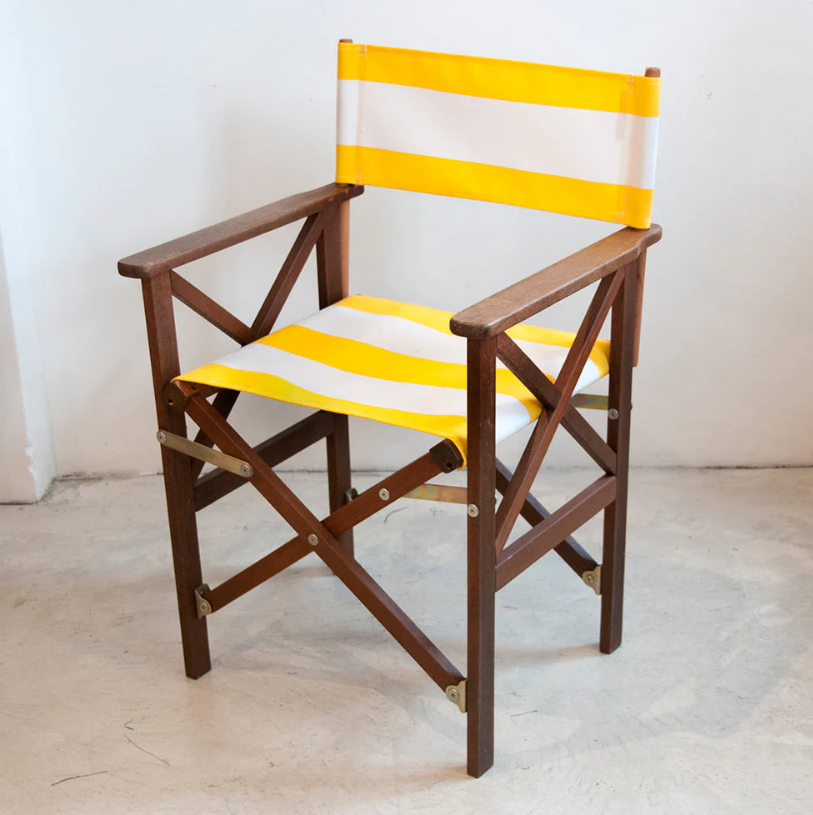 Director Chair Hardwood Synthetic Yellow/White