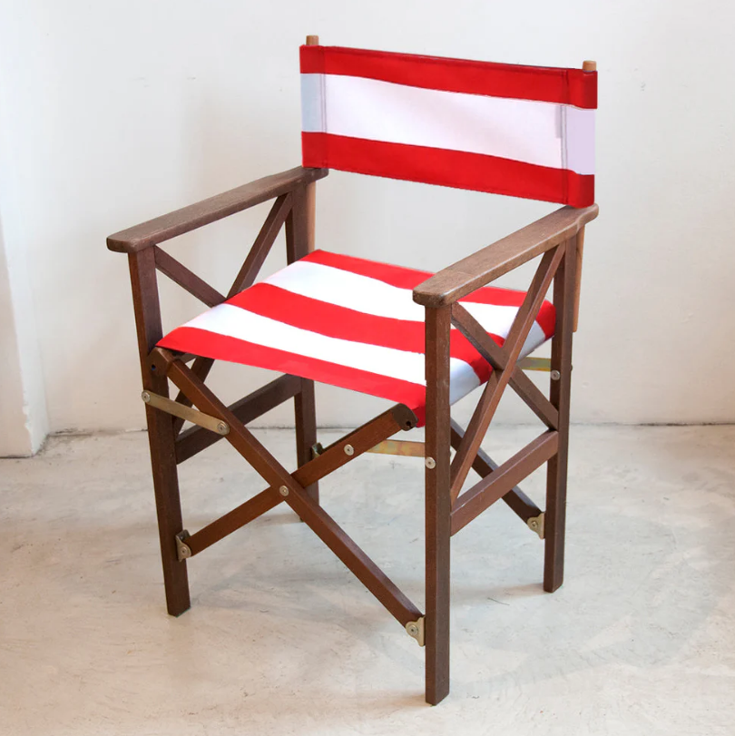 Director Chair Hardwood Synthetic Red/White