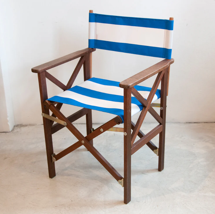 Director Chair Hardwood Synthetic Royal Blue/White