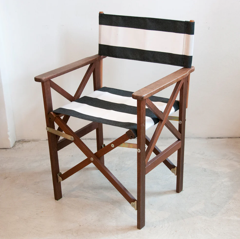 Director Chair Hardwood Synthetic Charcoal/White