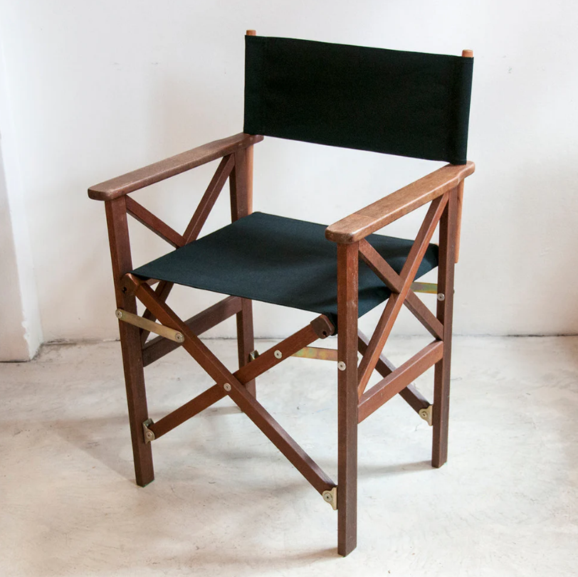 Director Chair Hardwood Synthetic Black