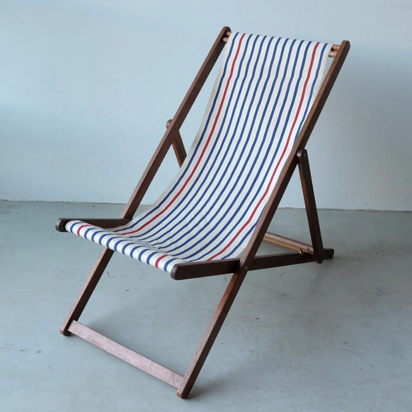 Deckchair Hardwood Cotton Ecru Marine