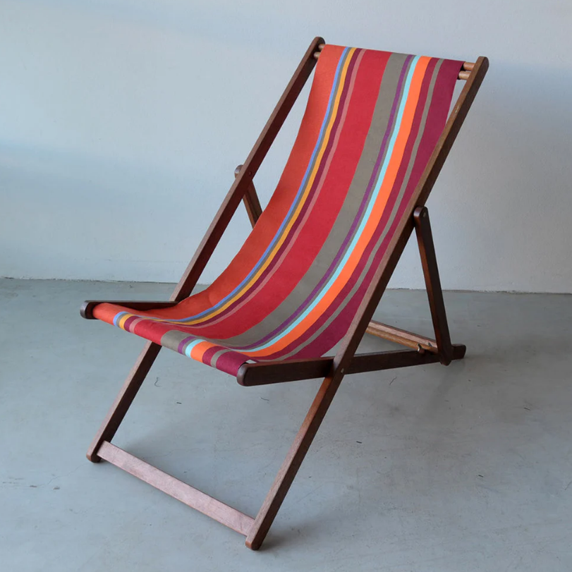 Deckchair Hardwood Cotton Collioure Rouge