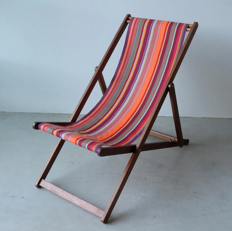 Deckchair Hardwood Cotton St Vincent Rouge