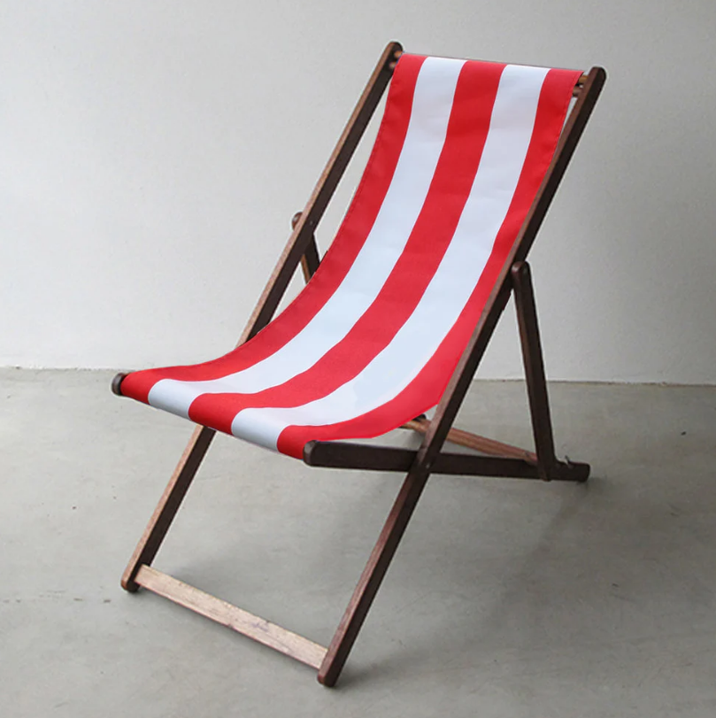 Deckchair Hardwood Synthetic Red/White