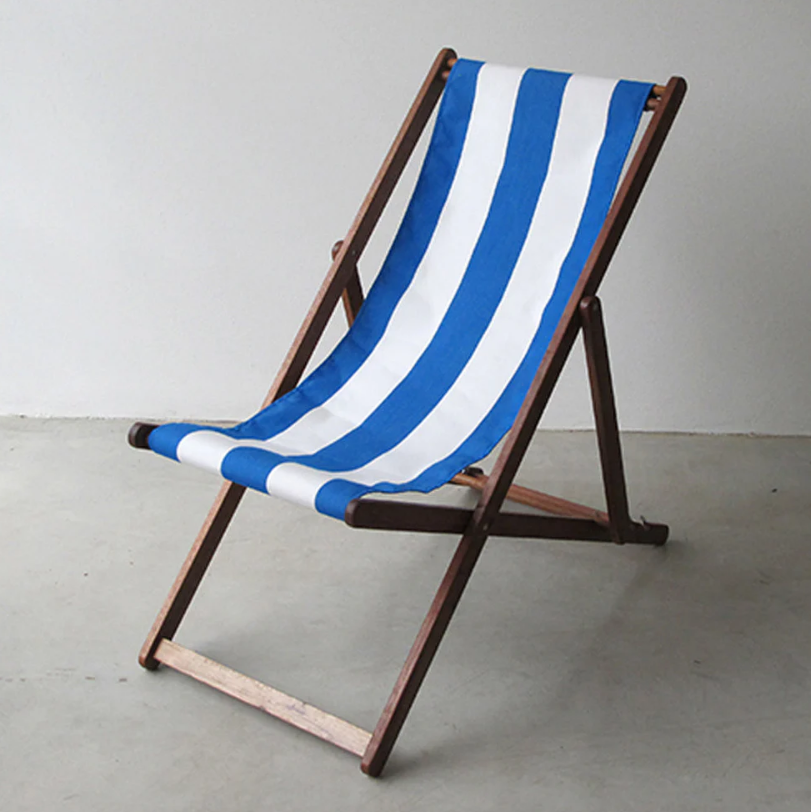 Deckchair Hardwood Synthetic Royal Blue/White