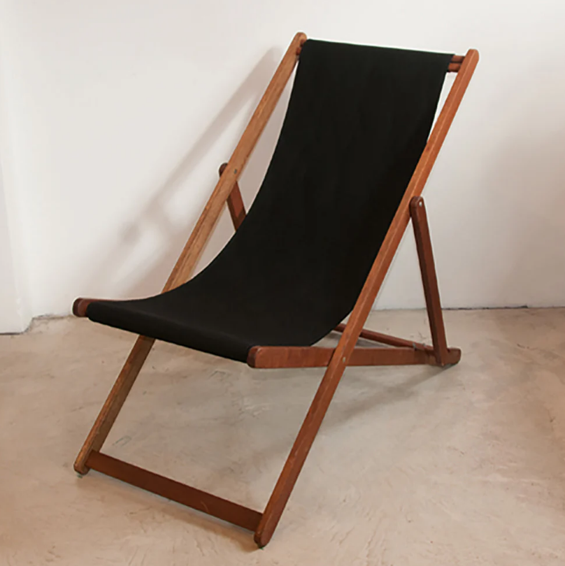 Deckchair Hardwood Synthetic Black Sunbrella