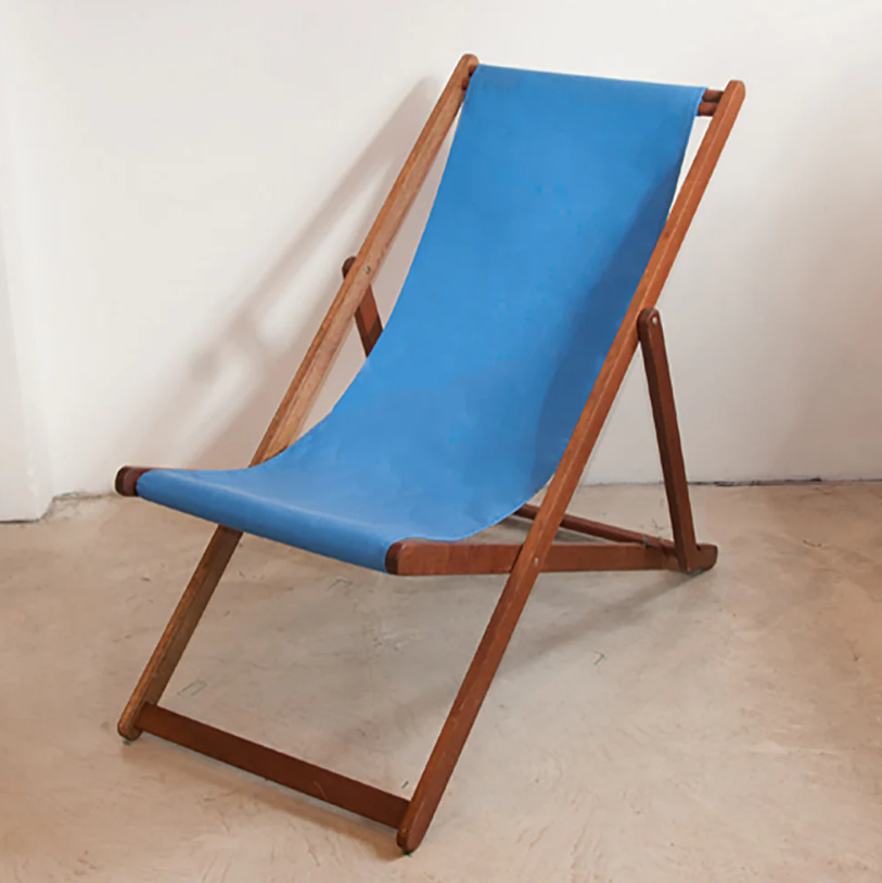 Deckchair Hardwood Synthetic Capri Blue Sunbrella