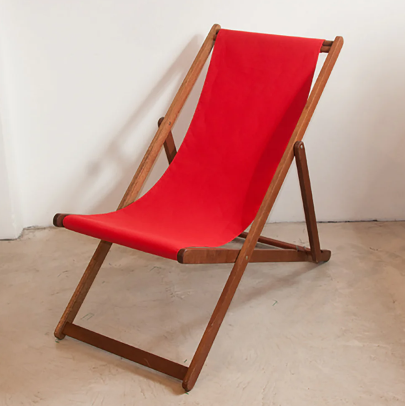 Deckchair Hardwood Synthetic Logo Red Sunbrella