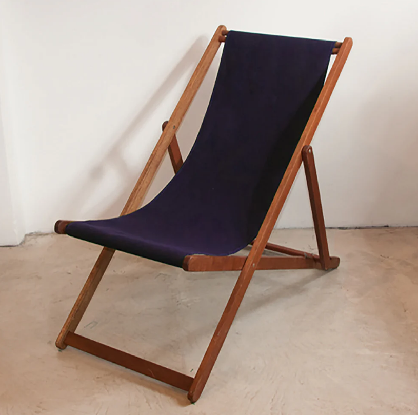 Deckchair Hardwood Synthetic Navy Sunbrella