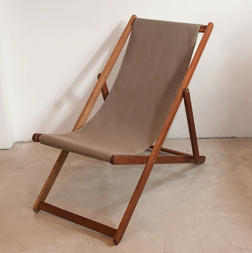 Deckchair Hardwood Synthetic Taupe Sunbrella