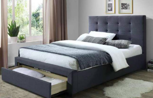 Rhodes Fabric Double Bed - Grey