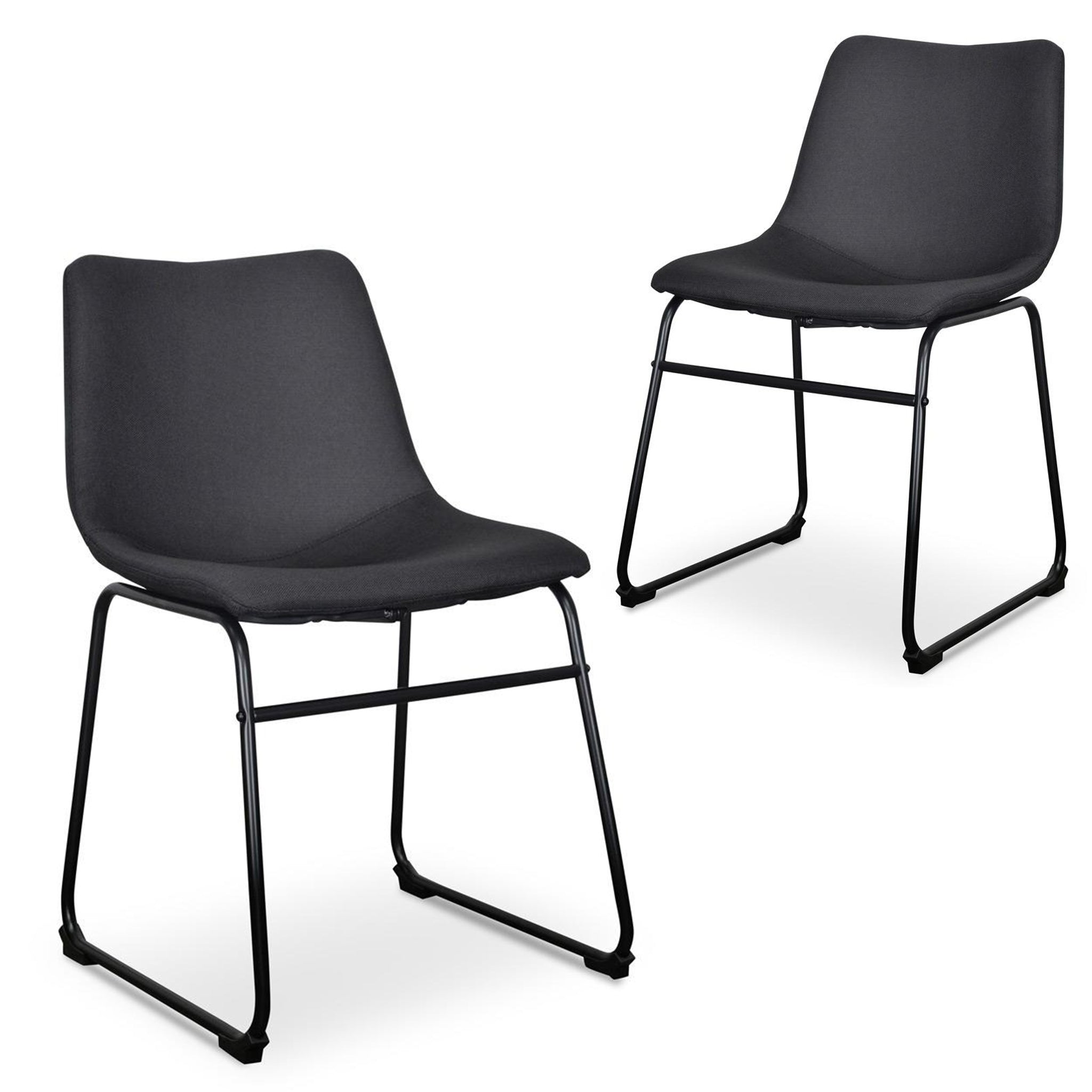 Set Of 2 - Darcy Fabric Dining Chair - Black