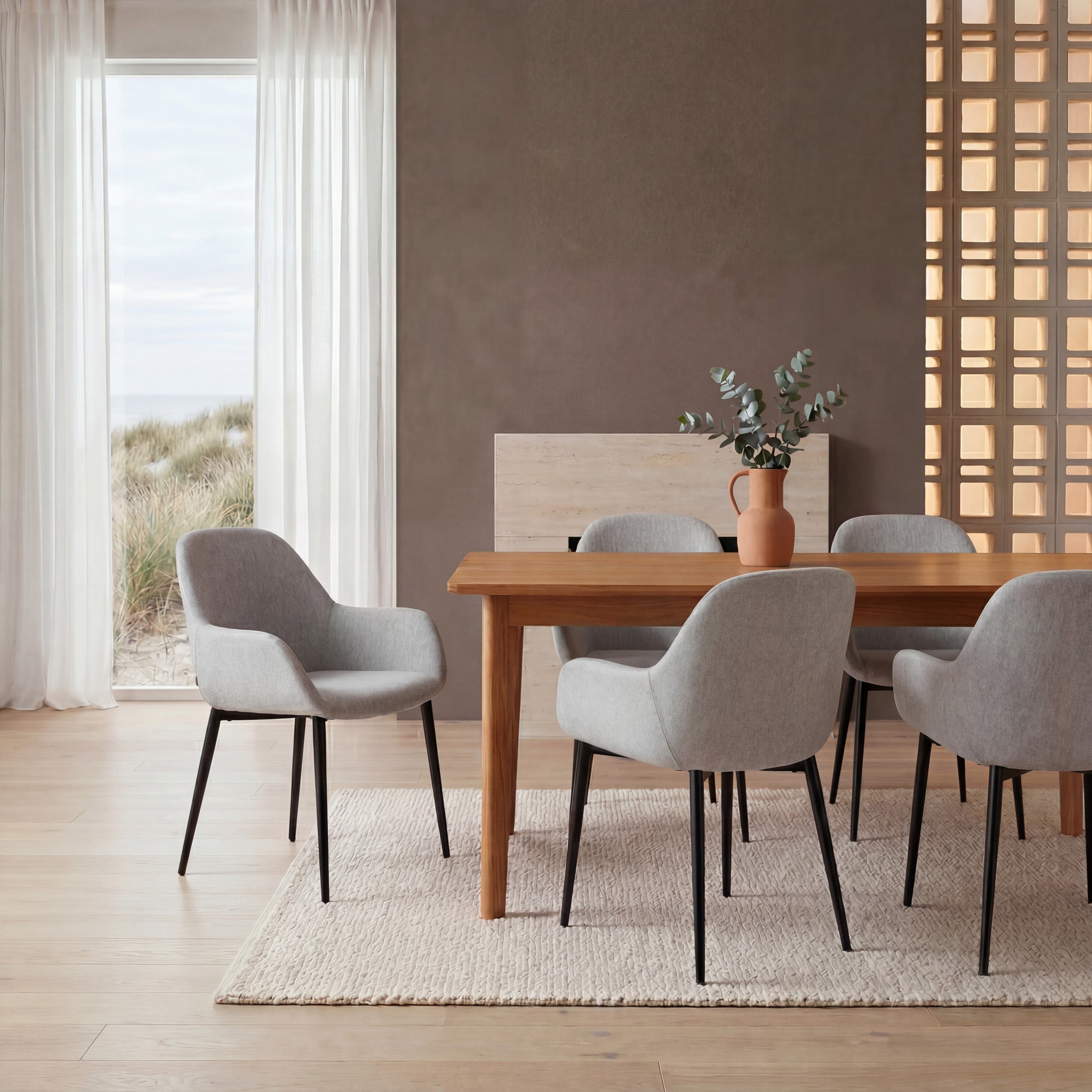Fabric Dining chair - Silver Grey (Set of 2) - image 2