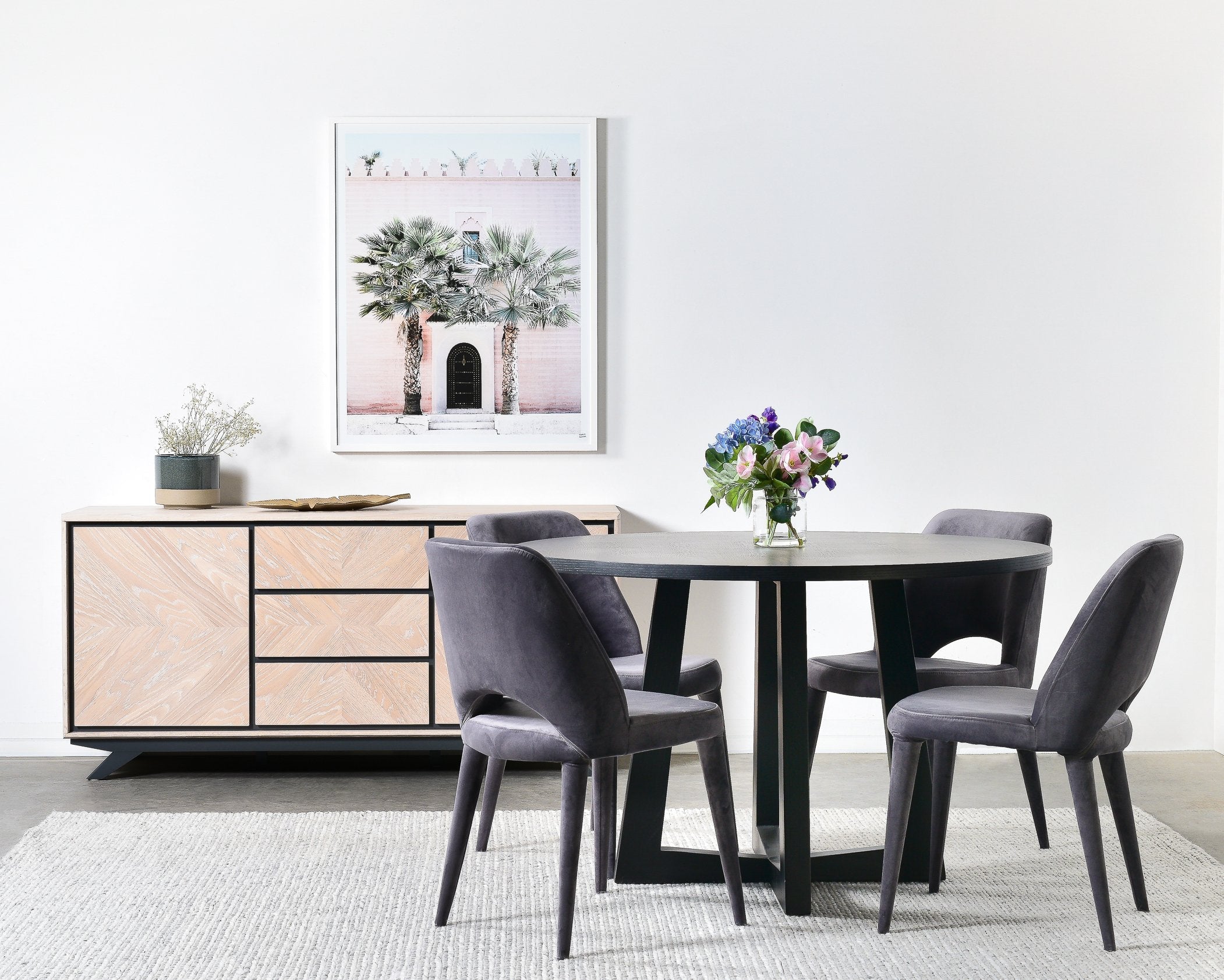 Zodiac 1.5m Round Wooden Dining Table - Black