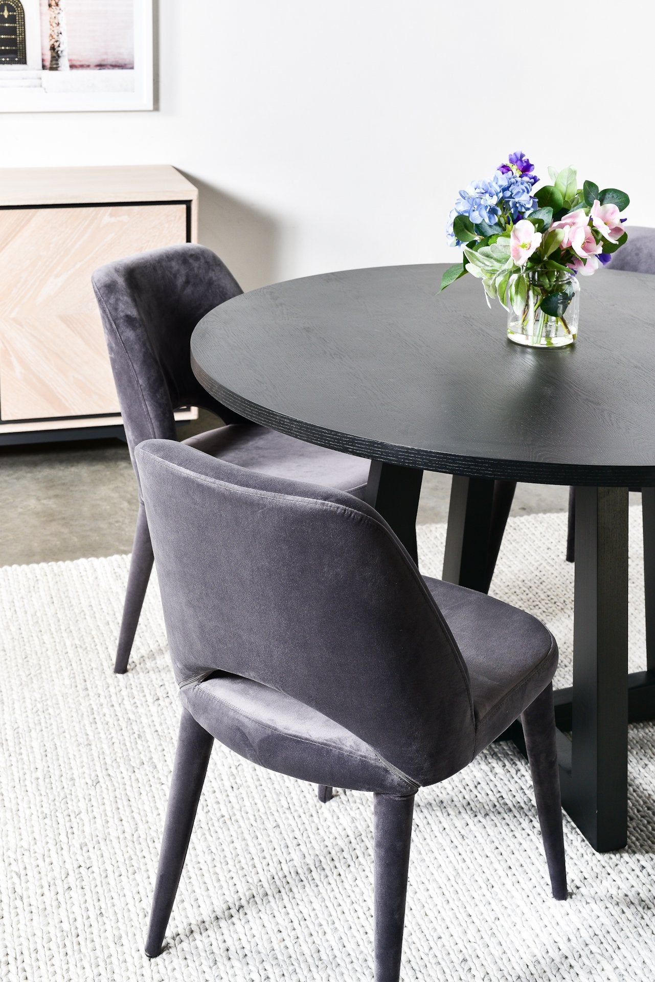 Zodiac 1.5m Round Wooden Dining Table - Black