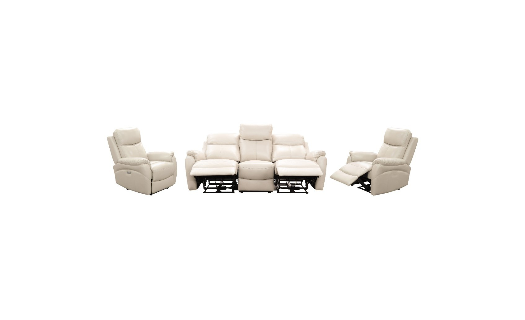 Camden Recliner Leather Sofa 3+1+1 Seater Electric Lounge Set - Silver