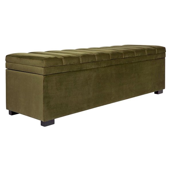Soho Storage Bench Ottoman - Olive Velvet