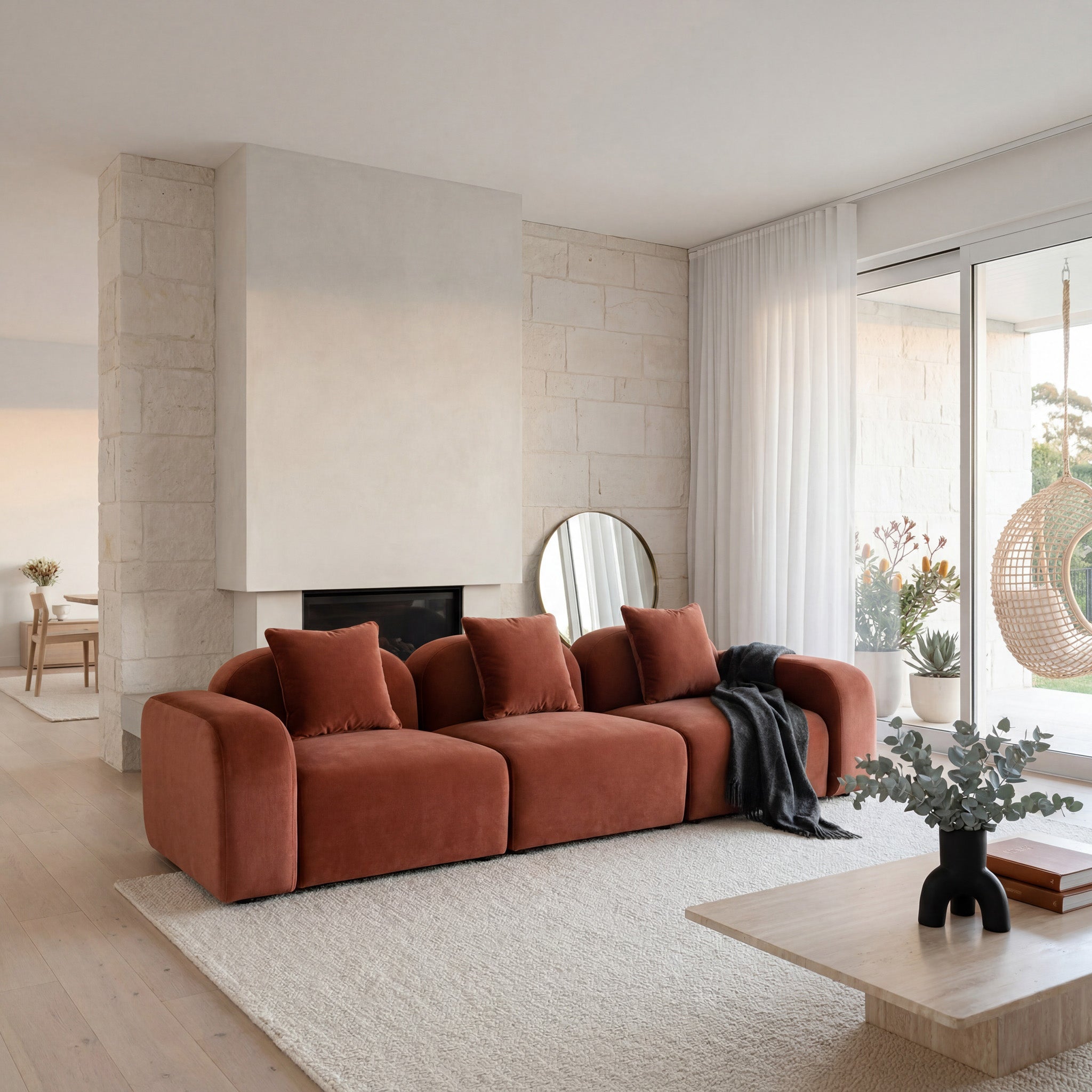 4 Seater Sofa - Burnt Maroon