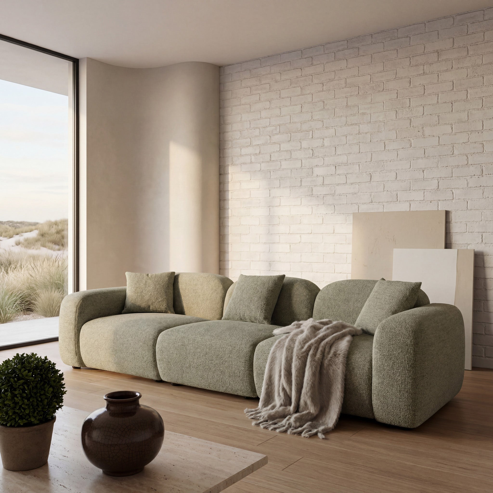 4 Seater Sofa - Coral Light Green - image 2