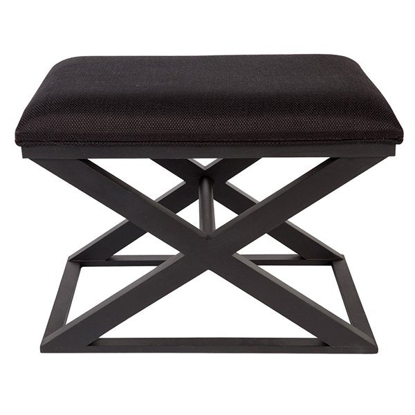 Spencer Black Timber Stool - Black Linen