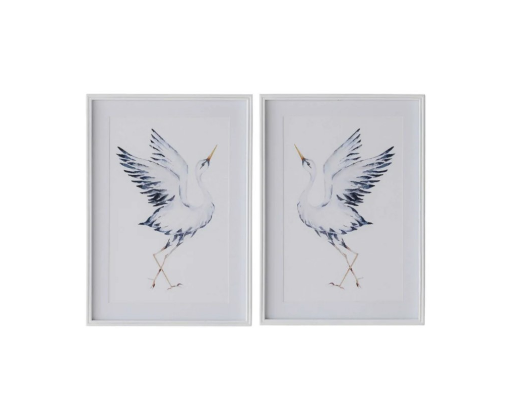 Splendid Storks in White Frame - Set of 2