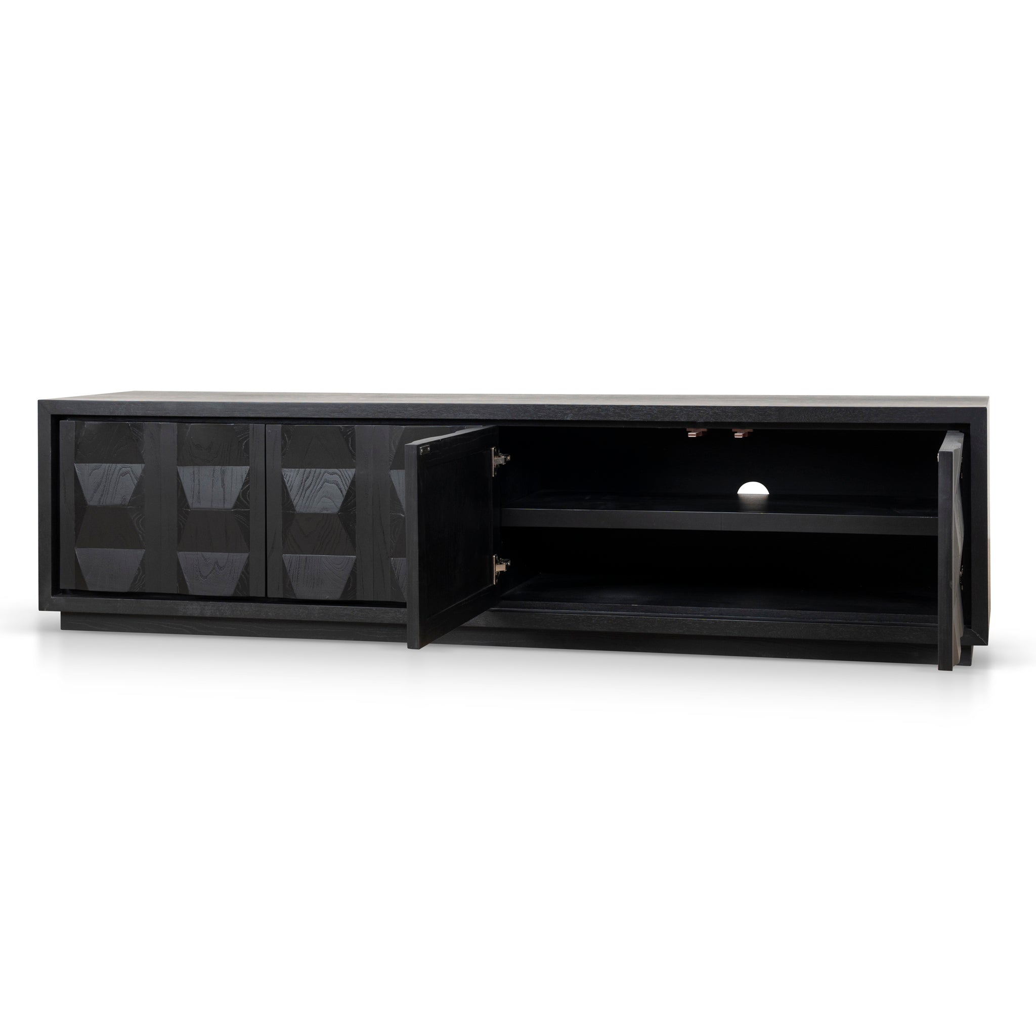 2.2m TV Entertainment Unit - Full Black - Monolith