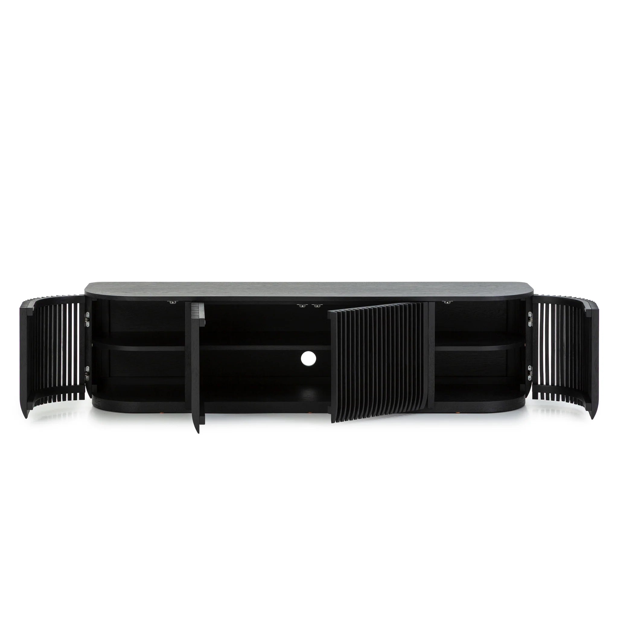 Showcasing Pevata 1.75m TV Entertainment Unit - Black Stain TV10685-CU TV Entertainment Unit by Calibre Furniturs