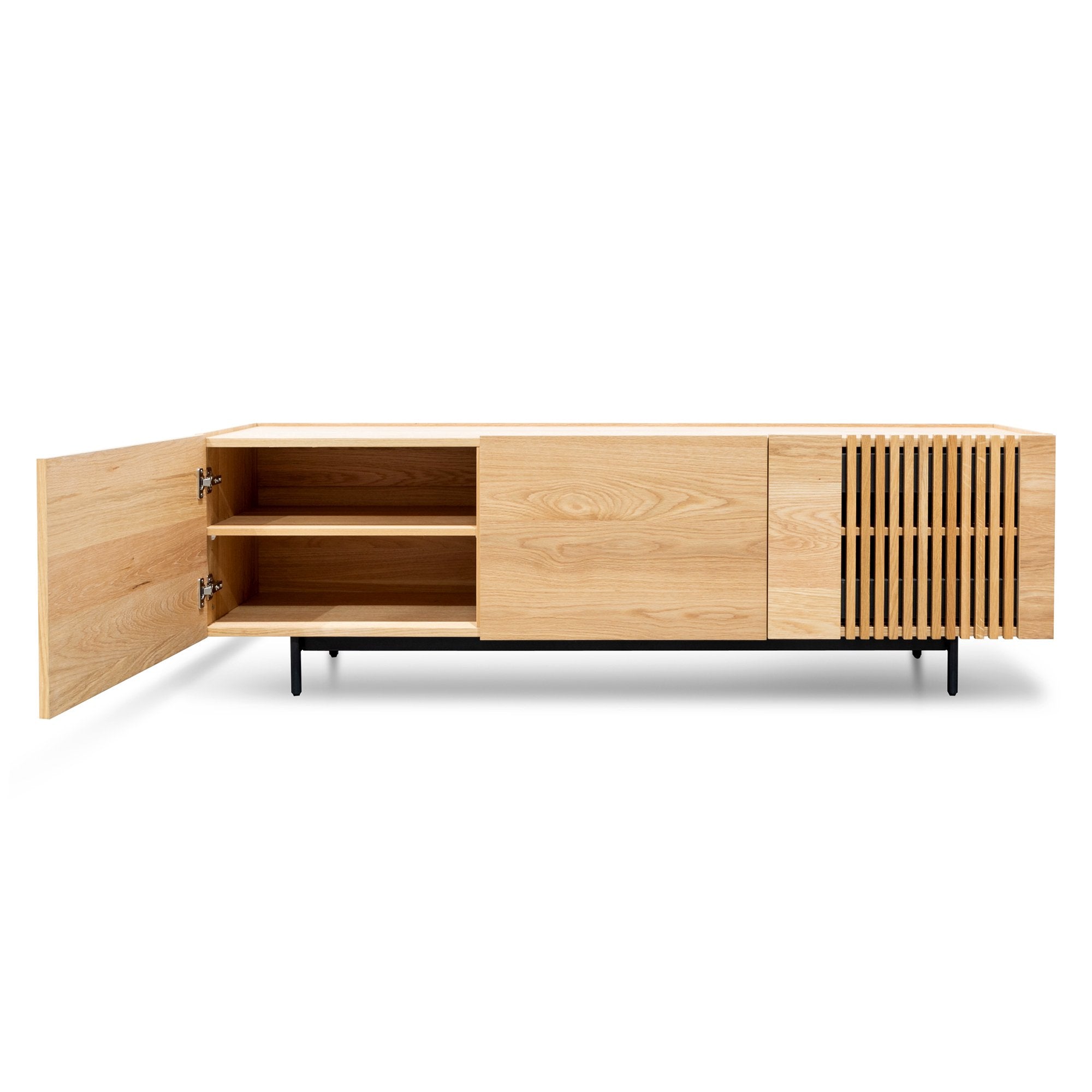 Entertainment TV Unit - Natural with Black Legs