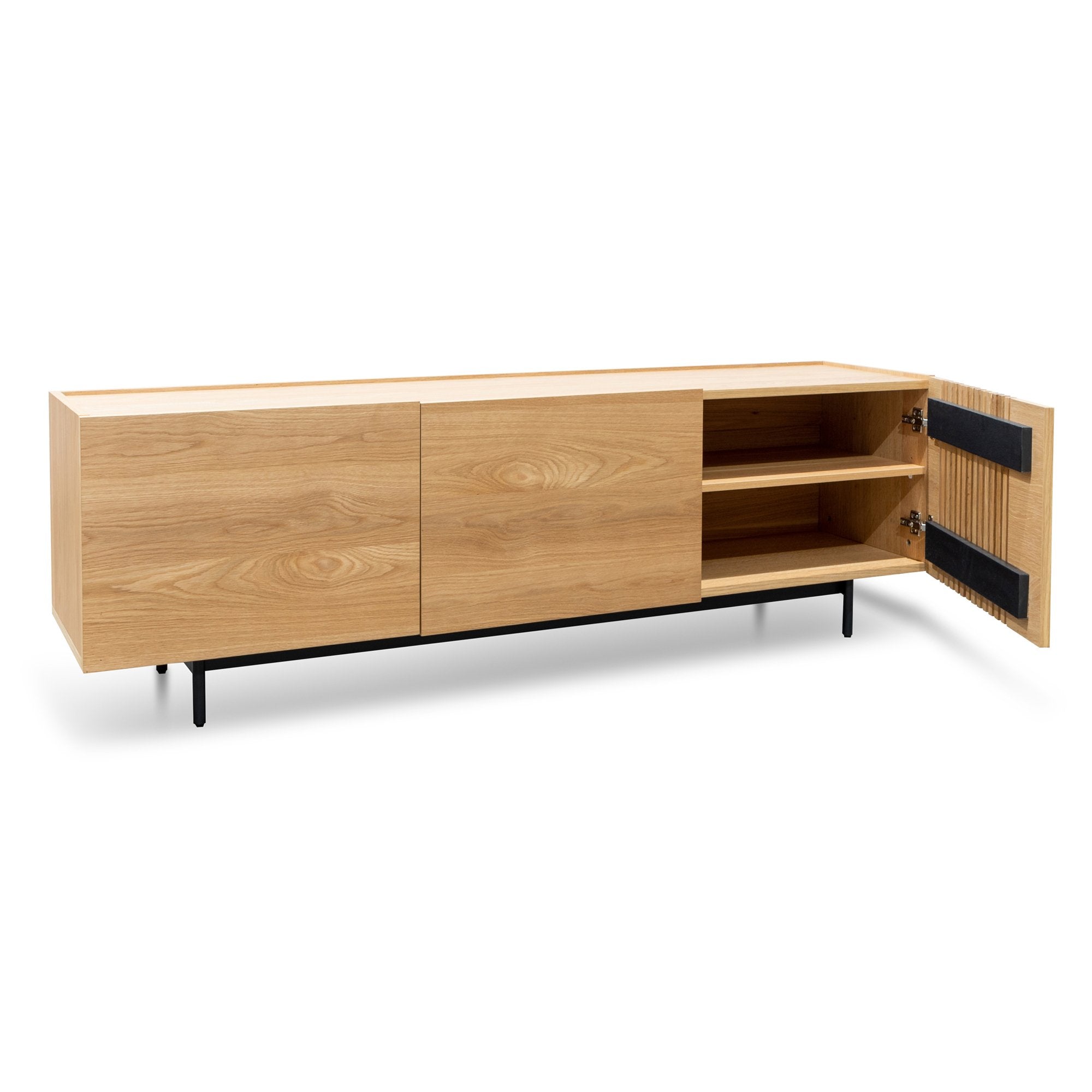 Entertainment TV Unit - Natural with Black Legs