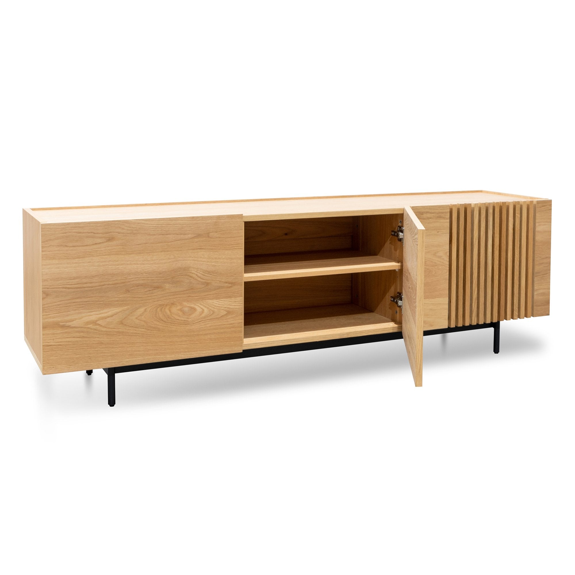 Entertainment TV Unit - Natural with Black Legs