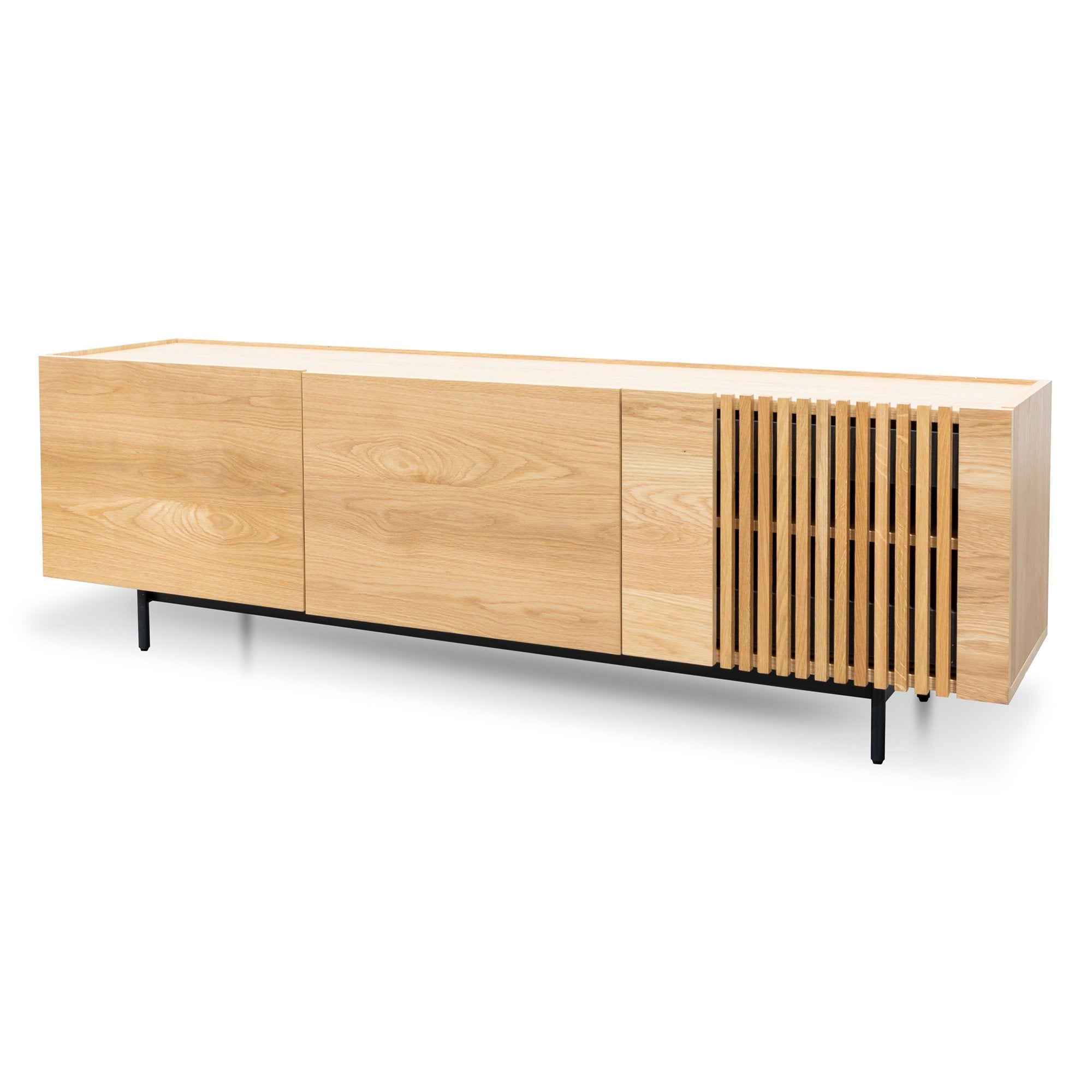 Entertainment TV Unit - Natural with Black Legs