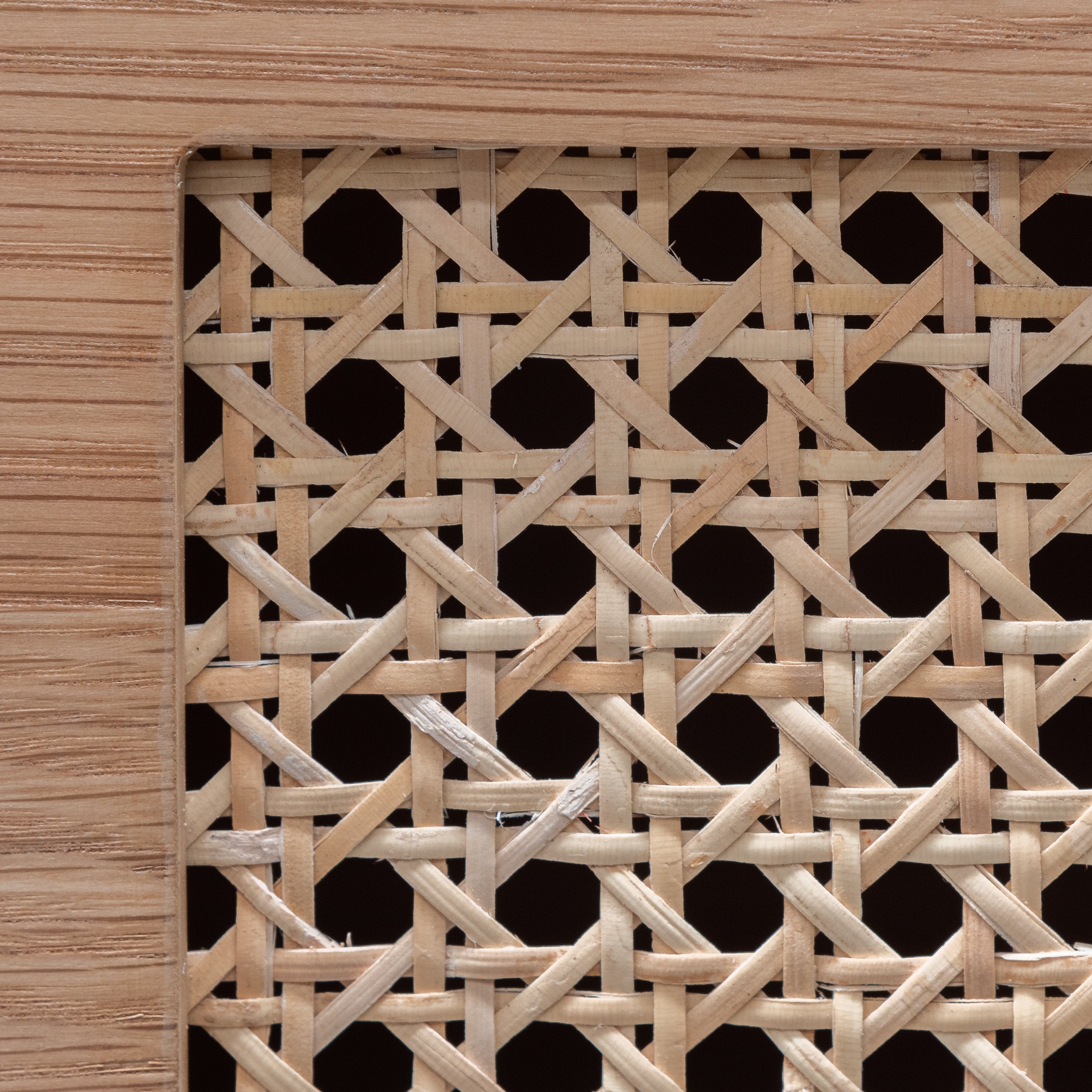 2m Natural Oak TV Entertainment Unit - Rattan Doors