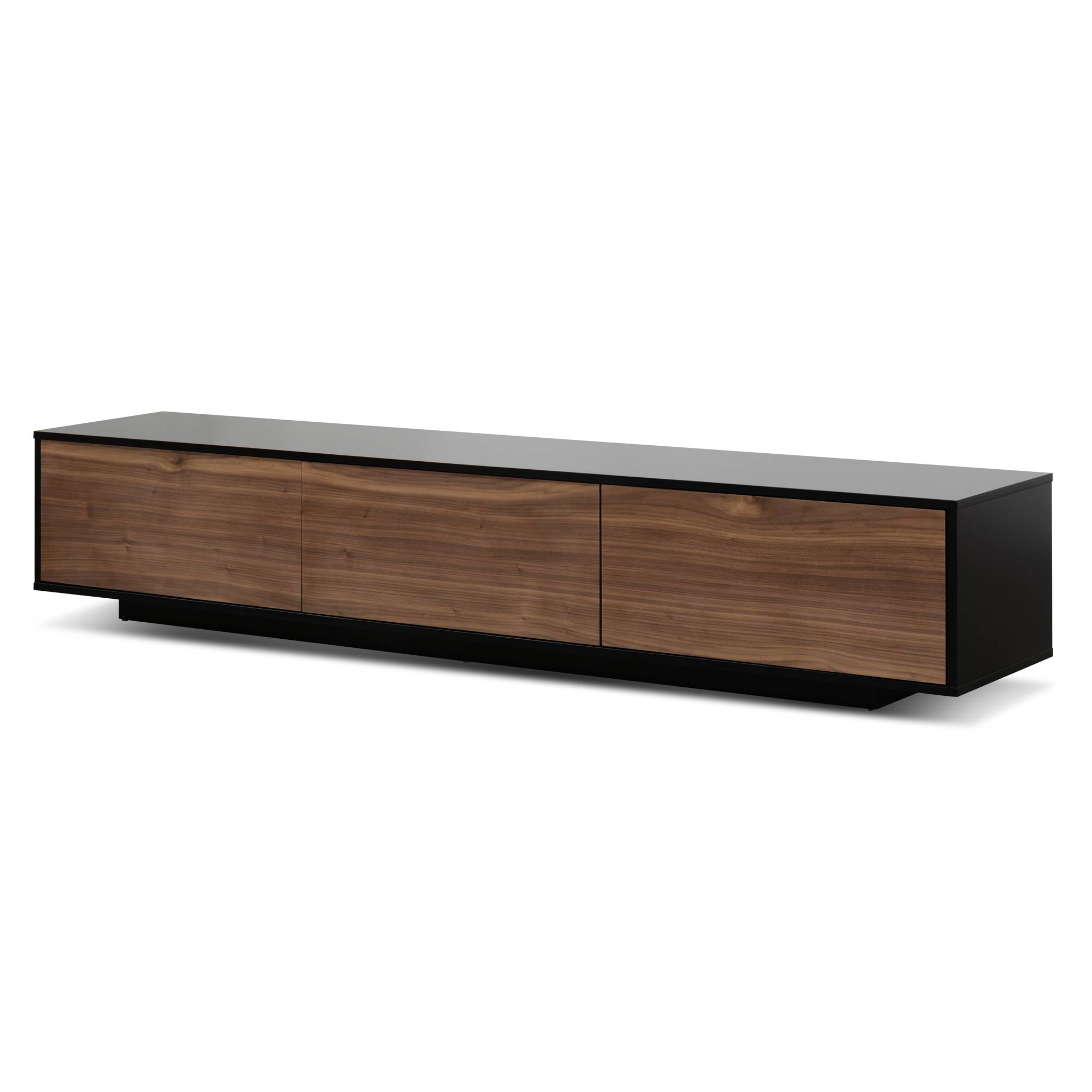 Vidar 2.3m Wooden Entertainment Unit - Black with Walnut Drawers
